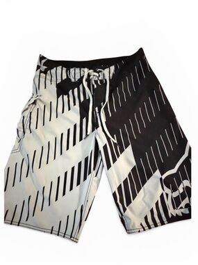 Fox Black and White Men's Swim Board Shorts